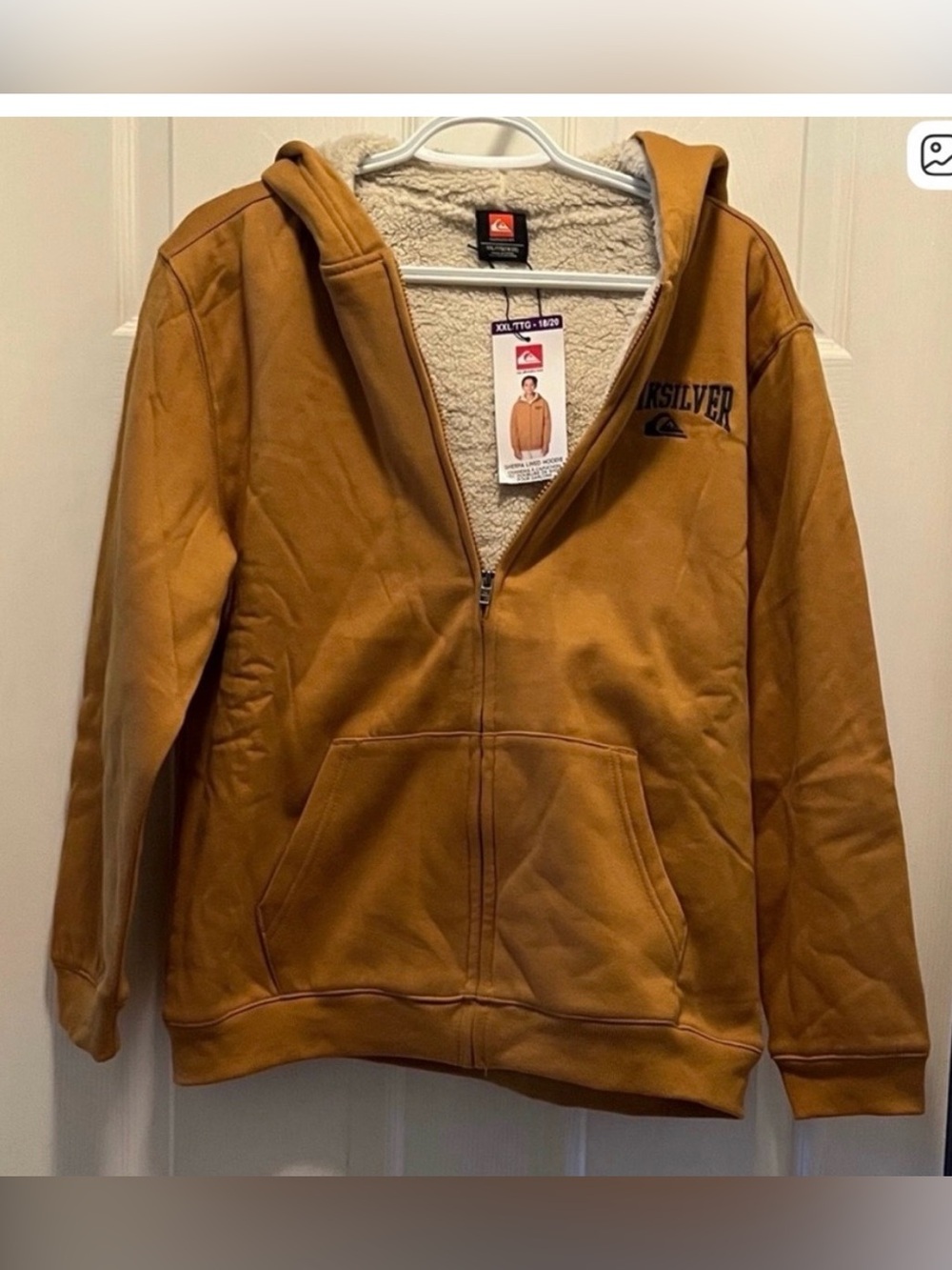 Quiksilver Caramel Brown Sherpa-Lined Zip Hoodie